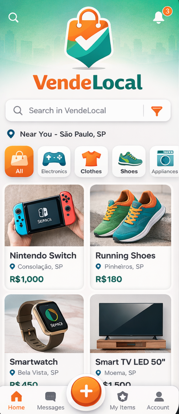 VendeLocal App - Tela Principal